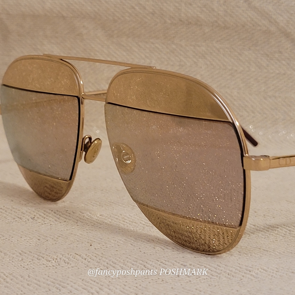 DIOR split aviator gold sunglasses unisex luxury CD logo - Picture 9 of 17